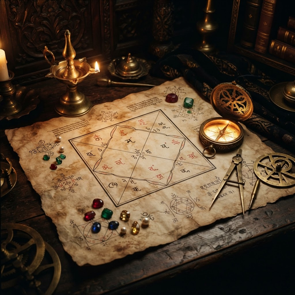 Vedic astrology birth chart and instruments